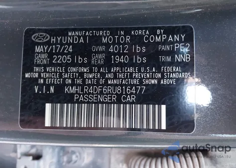 2024 Hyundai Elantra N Line z USA, uszkodzony, nr VIN KMHLR4DF6RU816477